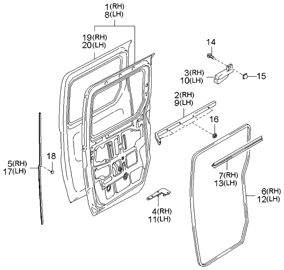 Kia 0K53A73760A Weatherstrip Assembly-Door,LH