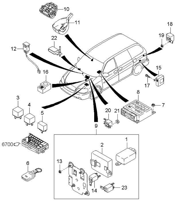 Kia 0K52A679A0 Bracket Assembly-Unit