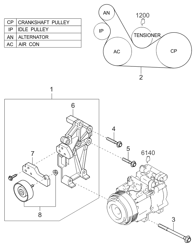 Kia 1K52Y15P12 Bracket-Idle Pulley