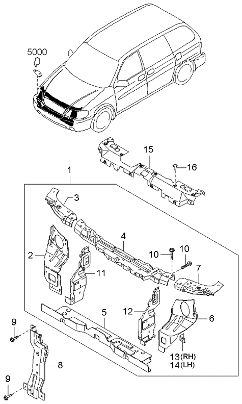 Kia 0K52Y53140 Member Assembly-SHROUD Upper