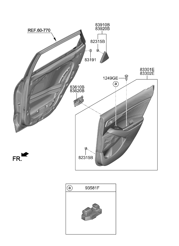 Kia 83620Q5000QA1 Rear Door Handle Assembly