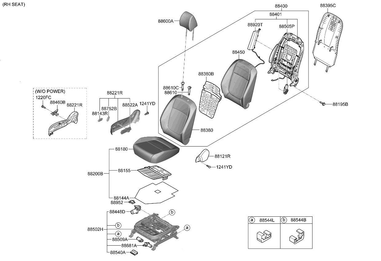 Kia 88298F2100WK KNOB-FRONT SEAT RECL