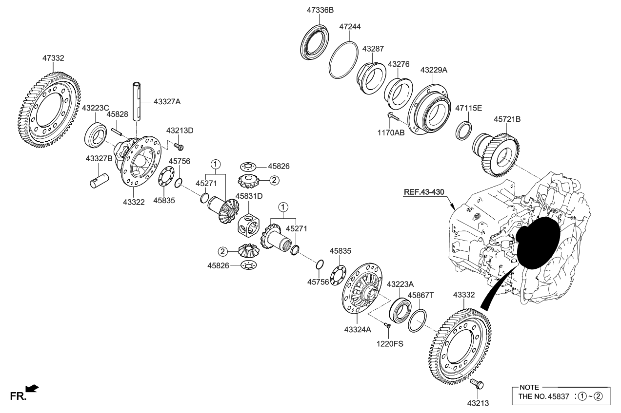 Kia 433222D105 Case-Differential