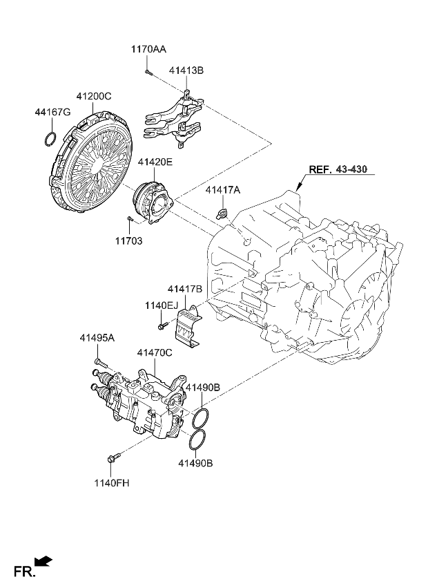 Kia 414132D500 Fork Assembly-Clutch Eng