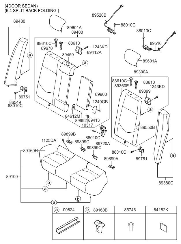 Kia 896001M031AFV Back Side Assembly-Rear Seat