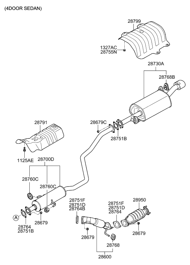 Kia 286501M300 Center Muffler Assembly 286501M300 Kia Center Muffler Assembly