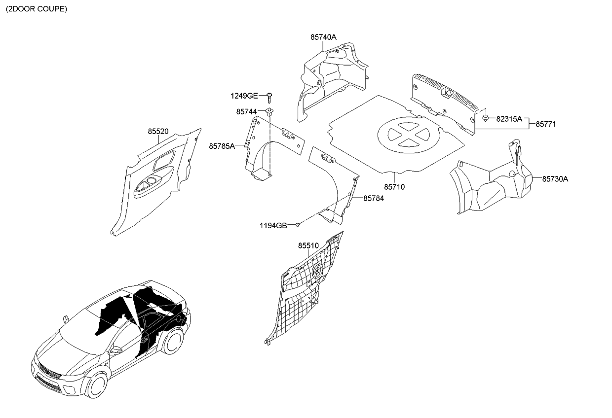 Kia 857011M100VA Mat Assembly-Luggage Cover