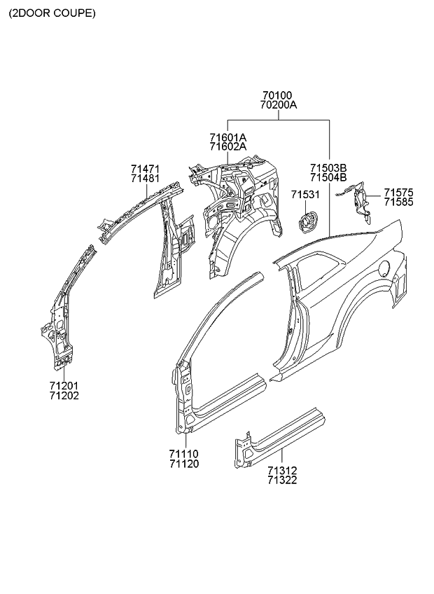 Kia 716011M510 Panel Assembly-Quarter Inner