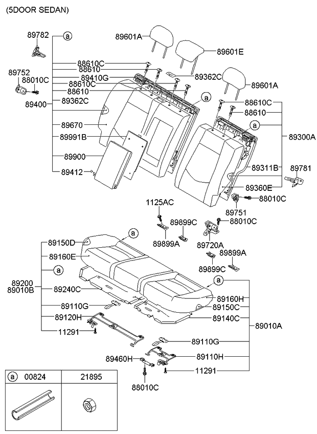 Kia 894001M690DCL Back Assembly-Rear Seat RH