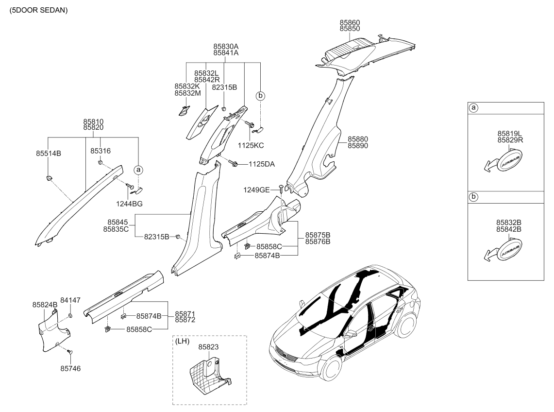 Kia 858121M5008O Front Pillar Blanking Cover 858121M5008O Kia Front Pillar Blanking Cover