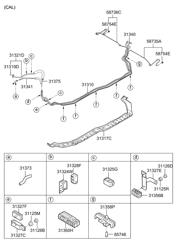 Kia 313272H150 Clamp-Fuel Tube