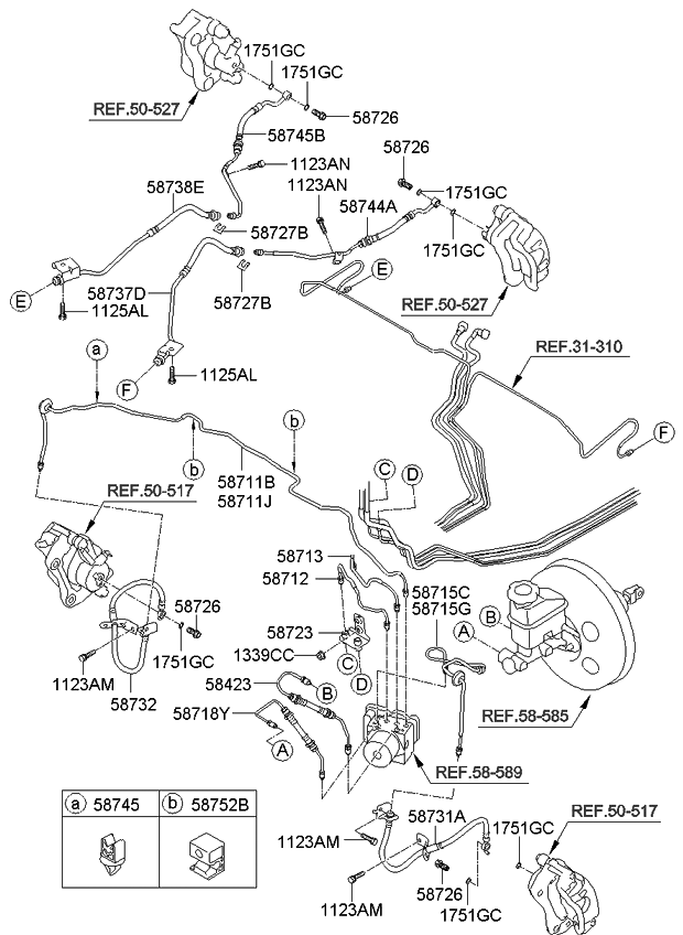 Kia 587221M500 Tube-Master Cylinder To Hydraulic Unit