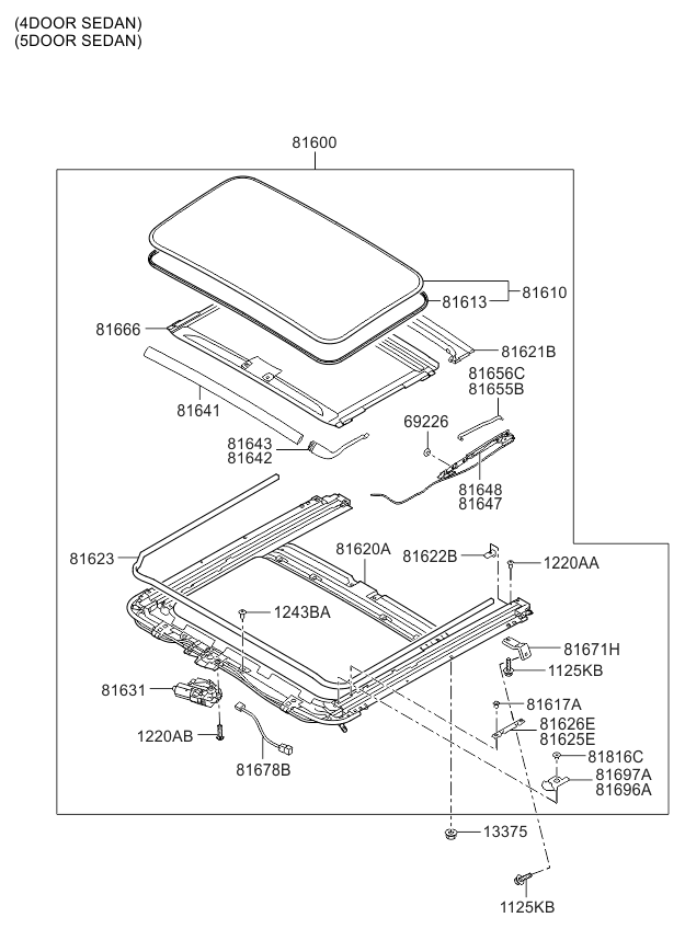 Kia 816494H000 Stopper-Sunroof