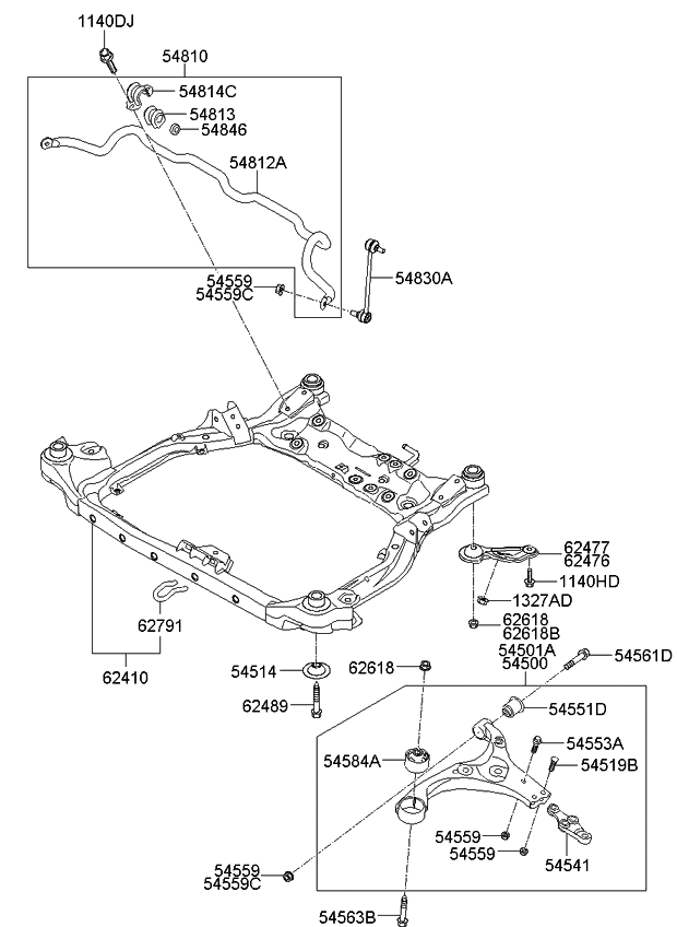 Kia 548101H100 Bar Assembly-Front Stabilizer