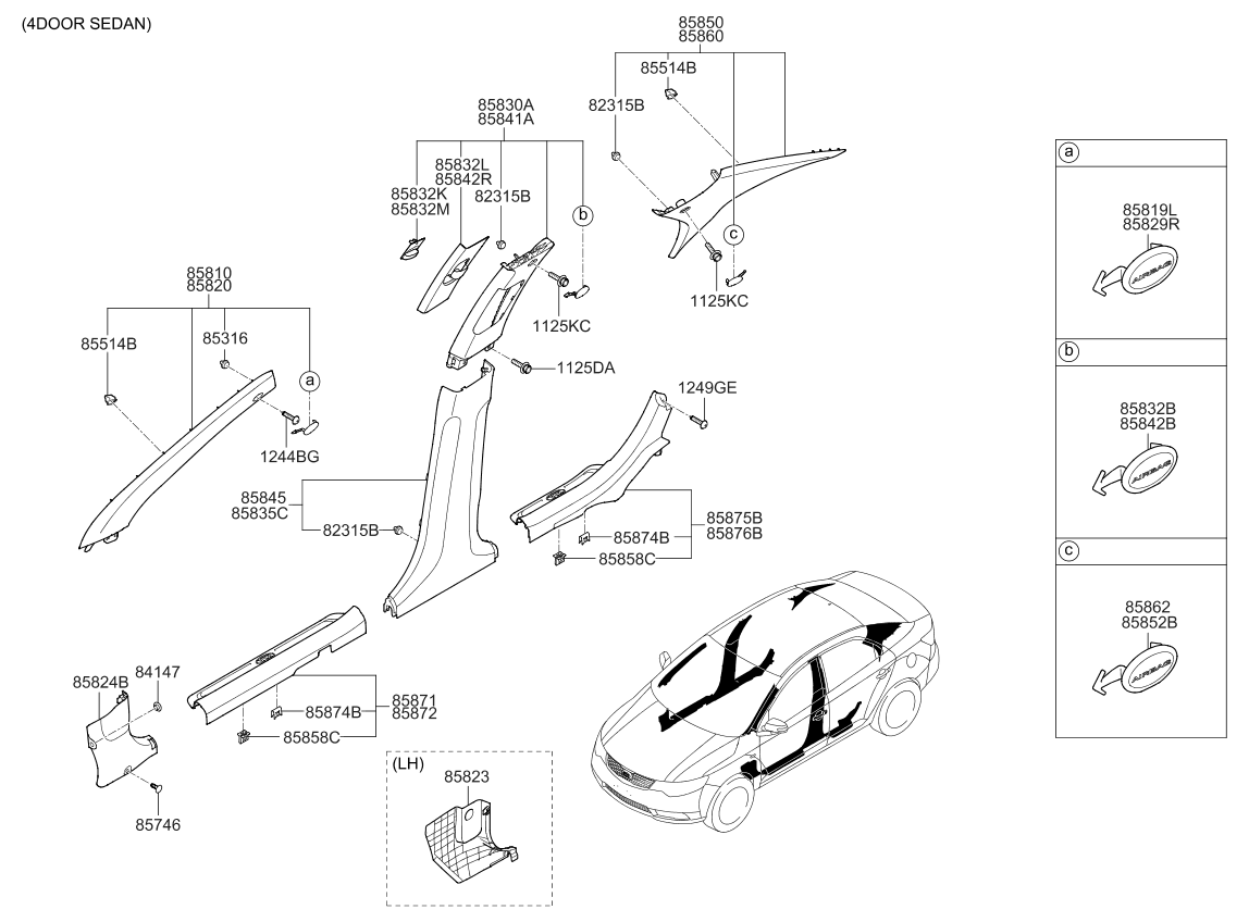 Kia 858121M5008O Cover-Front Pillar Blank'G