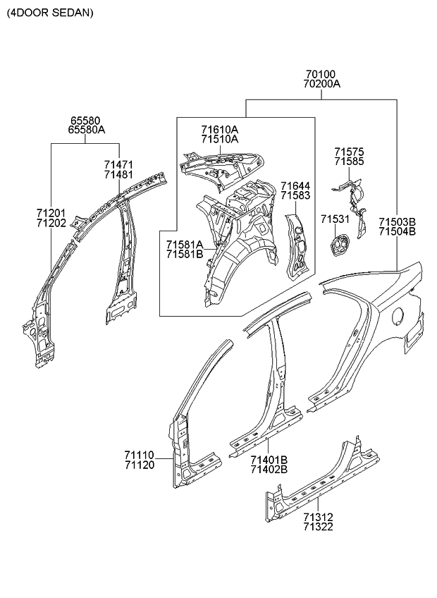 Kia 712021M010 Pillar Assembly-Front Inner R