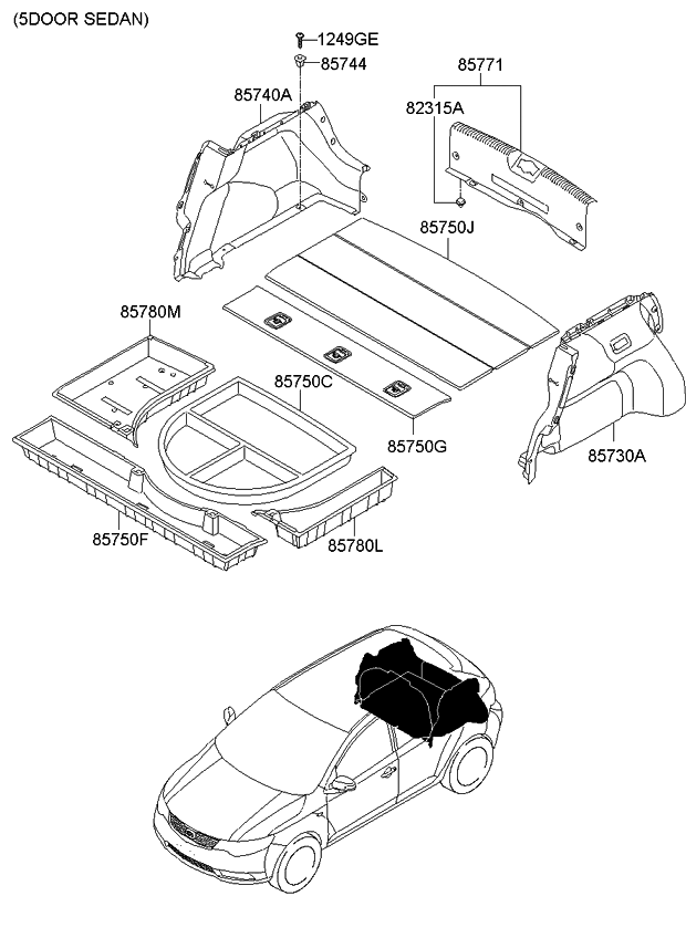 Kia 857301M000VA Trim Assembly-Luggage Side