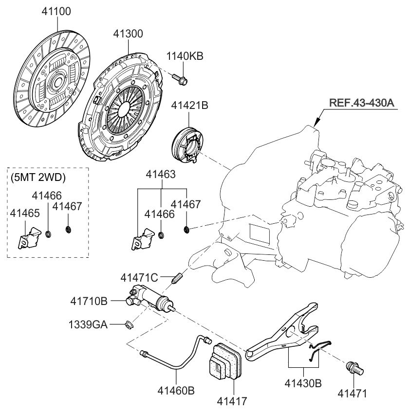 Kia 4146532100 Bracket-Clutch Oil Tube