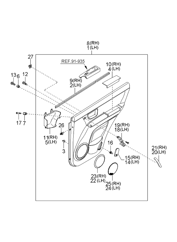 Kia 837203E000FC Cover Assembly-Rear Door Arm Rest