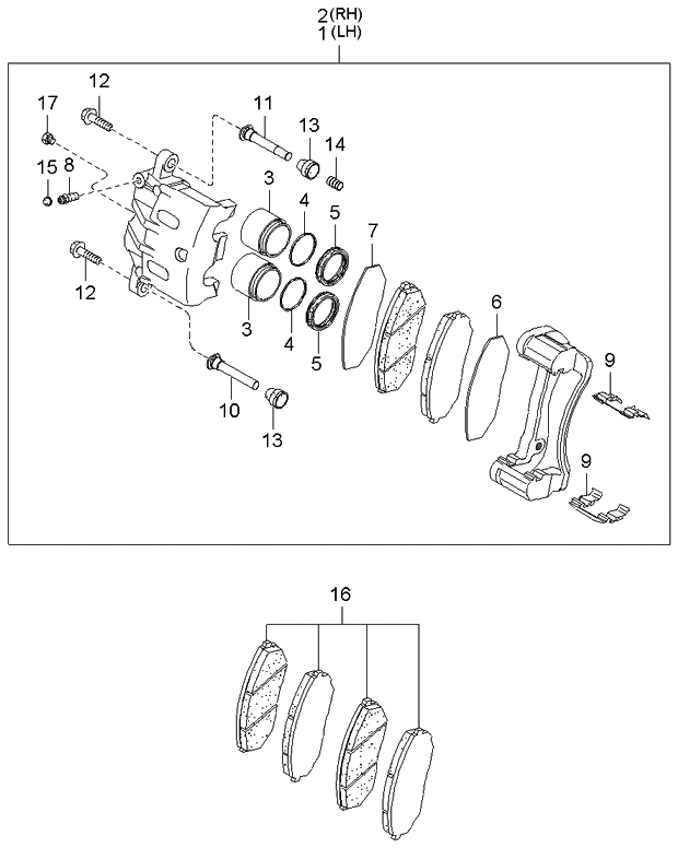 Kia 581303E200 Front Brake Assembly, Right