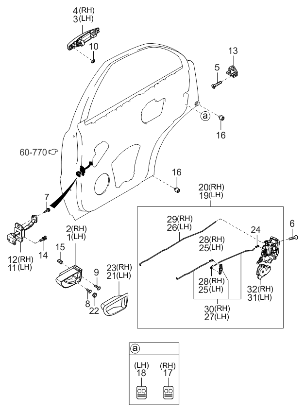 Kia 836603E020XX Rear Door Outside Handle Assembly, Right