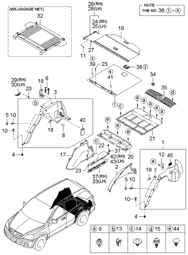 Kia 872643E000CY Luggage Assembly-Center