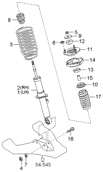 Kia 546403E030 Front Shock Absorber Assembly, Right