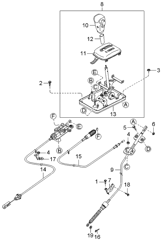 Kia 467103E100 Bracket-Select Cable