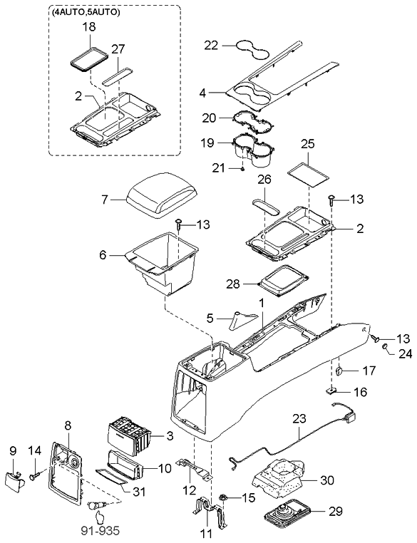 Kia 846993E001GW Hole Cap-Console