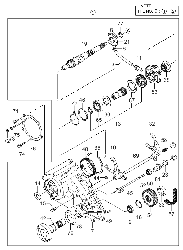 Kia 473003C110 Transmission &Transfer Assembly