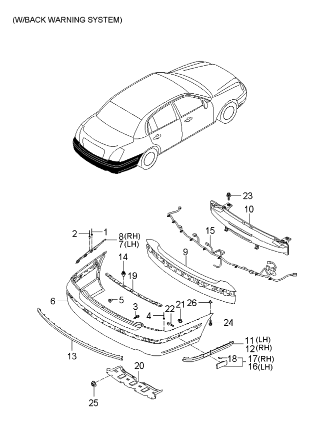 Kia 866713F5506W MOULDING-Rear Bumper L