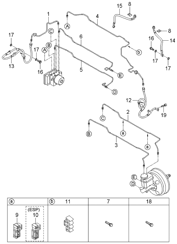 Kia 587223F900 Tube-Master Cylinder To Hydraulic Unit