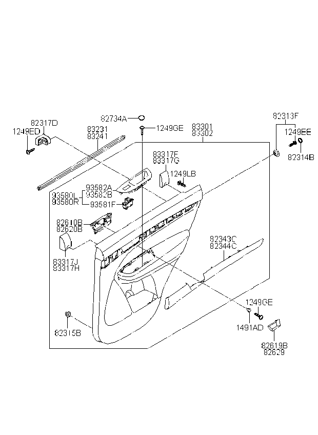 Kia 833011U541AND Panel Complete-Rear Door Trim