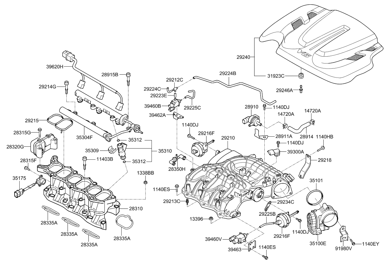 Kia 292243CAB0 Hose-Vics