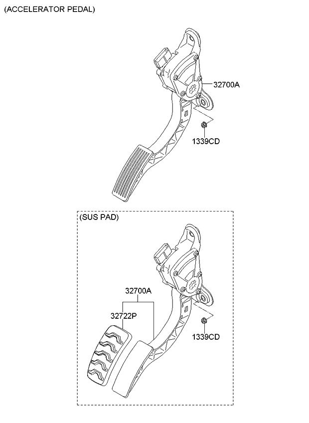 Kia 327001U100 Pedal Assembly-Accelerator