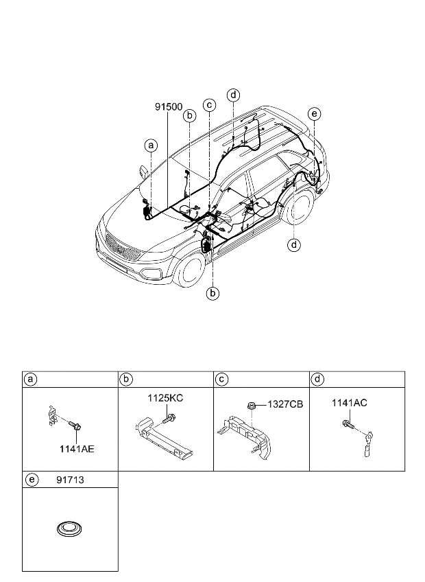 Kia 915051U200 Wiring Assembly-Floor