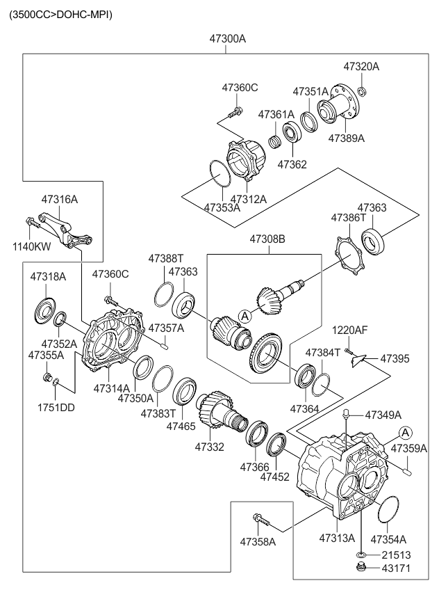 Kia 473393B200 Shaft Set-HYPOID GEA