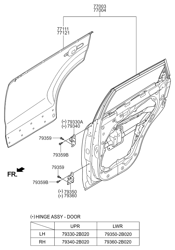 Kia 770031U010 Panel Assembly-Rear Door LH