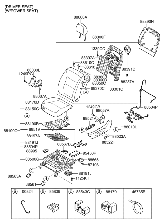 Kia 883011U861APT Back Assembly-Front Seat Driver