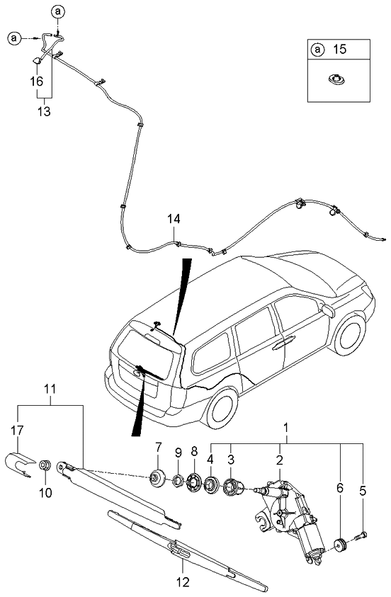 Kia 989304D000 Rear Washer Nozzle Assembly