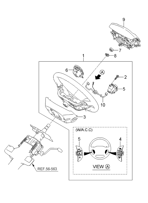 Kia 561404D500KS Cover Assembly-Steering