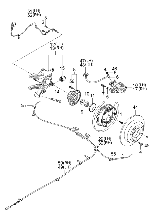 Kia 582304D550 Rear Wheel Brake Assembly, Right