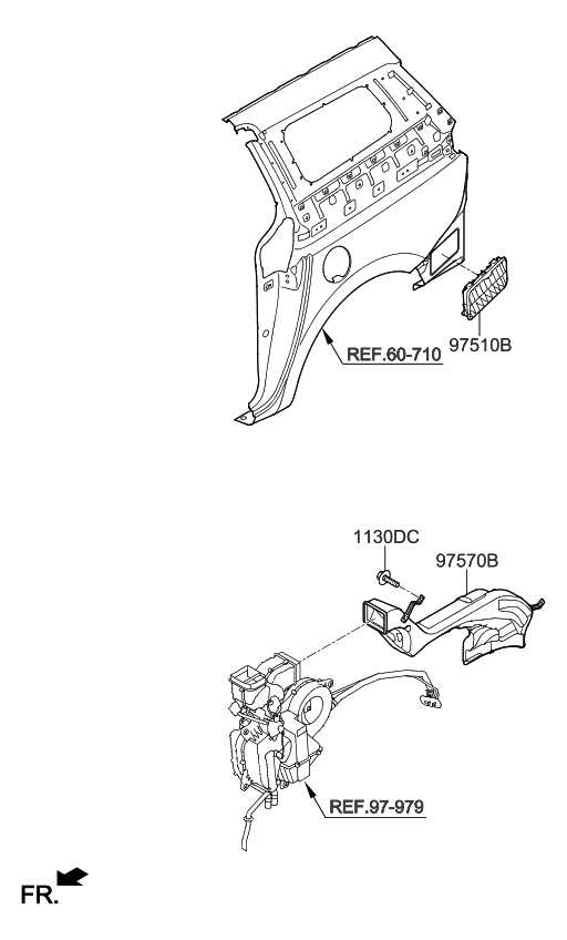 Kia 97570A9000 Duct Assembly-Rear Heater