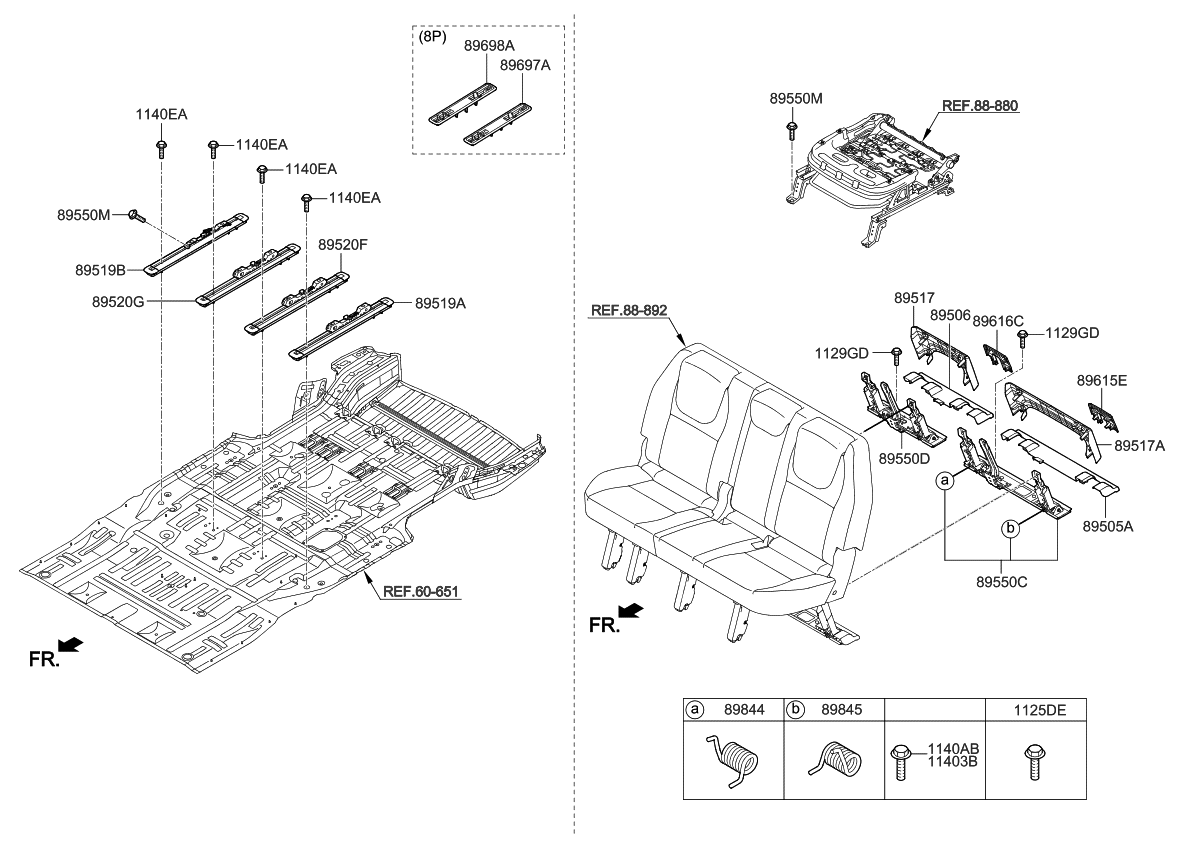 Kia 89521A9010BQ Slide Rail Assembly-Rear