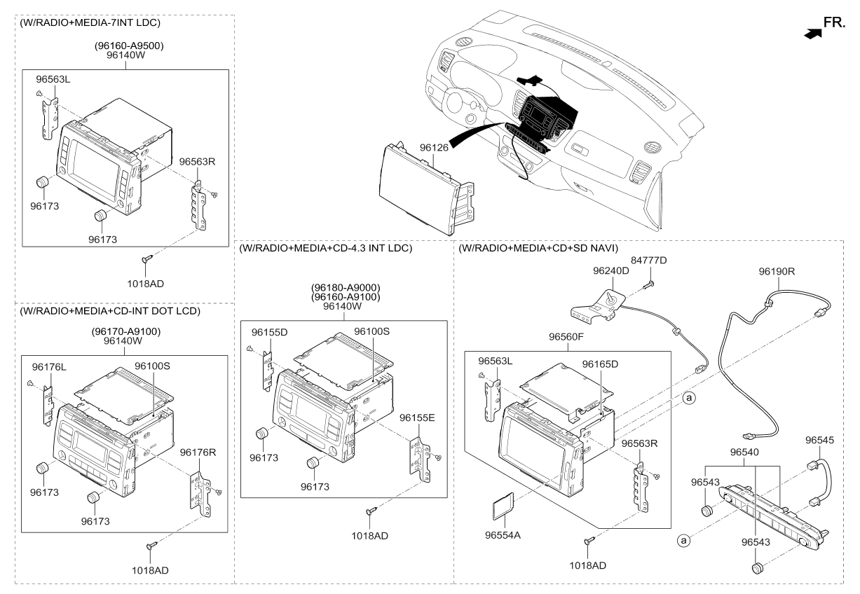 Kia 96100A9000 Cover-Radio BLANKING