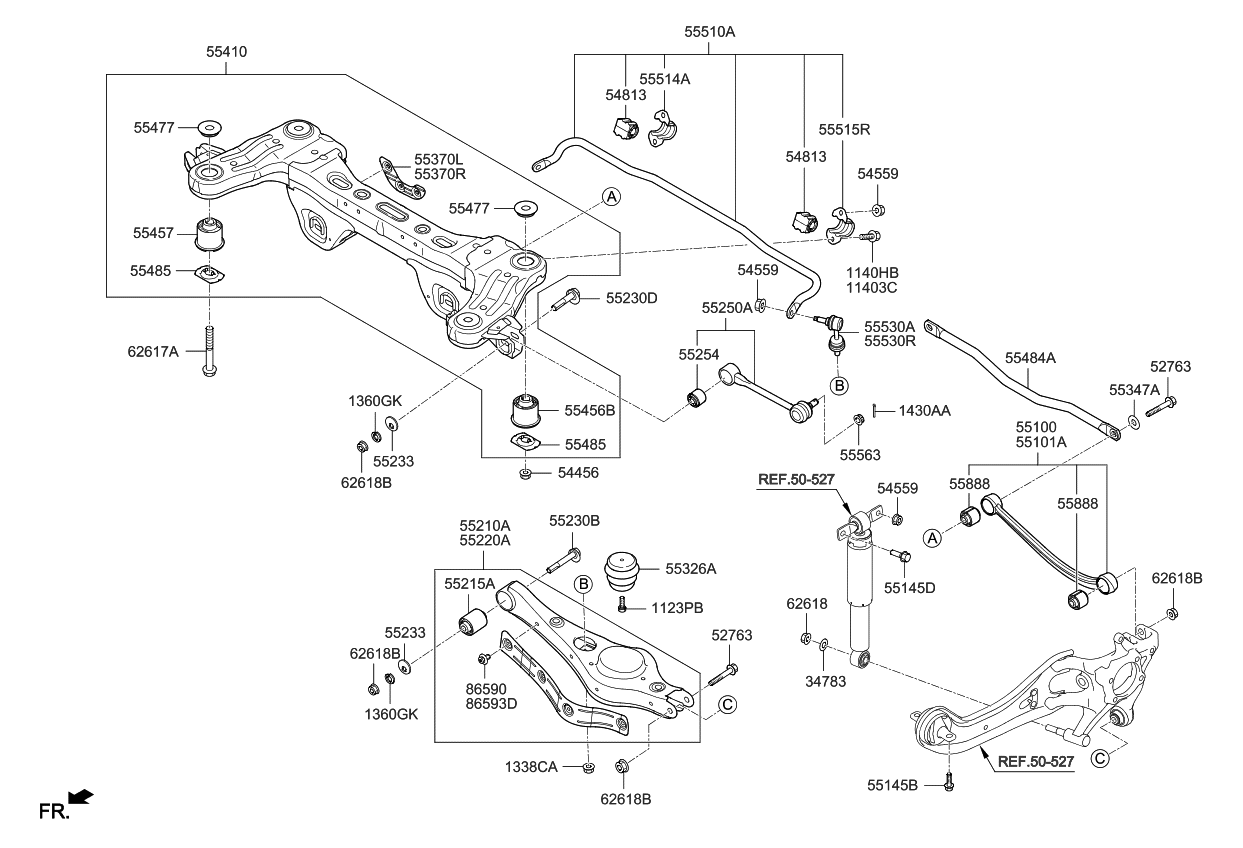 Kia 55510A9100 Bar Assembly-Rear Stabilizer