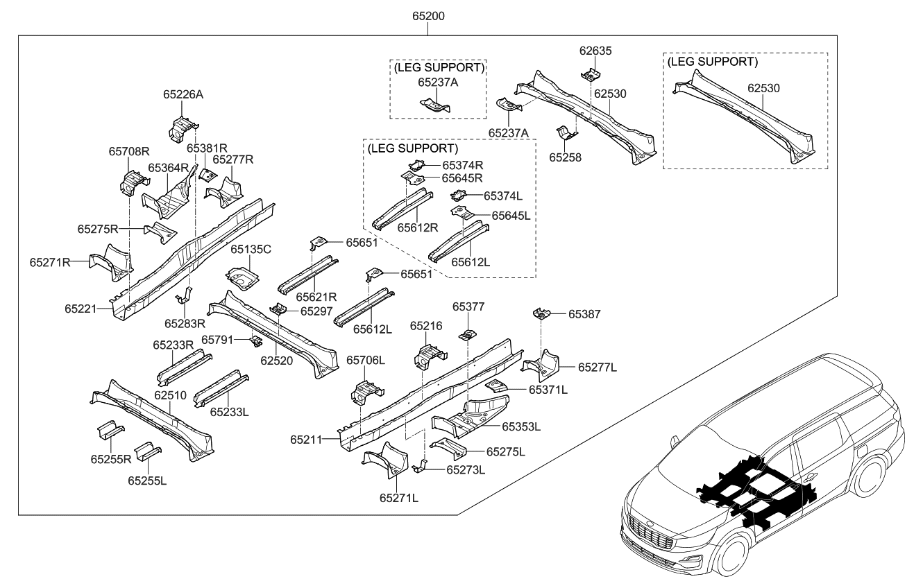 Kia 65255A9000 Member Assembly-Center Floor