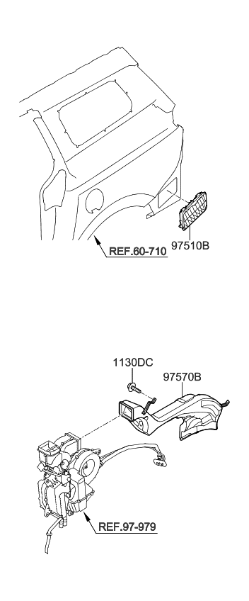 Kia 97570A9200 Duct Assembly-Rr Heater