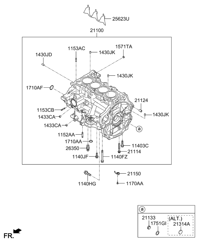 Kia 211002E050 Cylinder Block Assembly 211002E050 Kia Cylinder Block Assembly