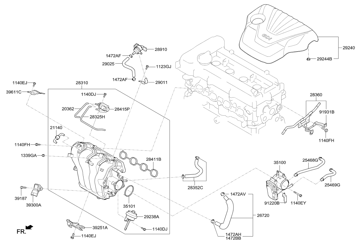 283272E000 Kia Check Valve Assembly